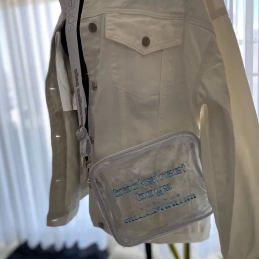 White Denim Jacket+Crossbody Bag for Backstreet Boys 2025 Las Vegas Sphere.